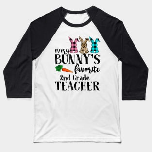 Every Bunny's Favorite 2nd Grade Teacher Leopard Buffalo Bunny Easter Day Baseball T-Shirt